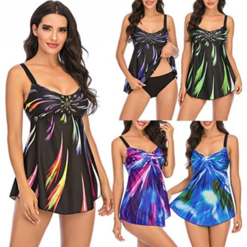 2021 Sexy Gradient Two Pieces Swimwear Women Swimsuit Tankini Push Up Bikini Tanga Bathing Swim Suit Beach Wear Plus Size 5XL