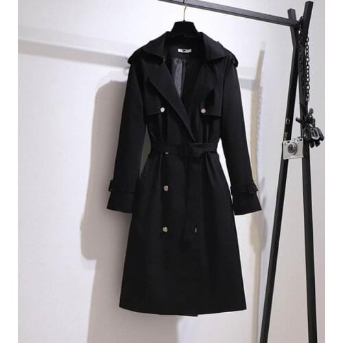 Autumn trench coat women plus size bust 153cm 6XL 7XL 8XL 9XL 10XL suit collar long trench coat women black red colors