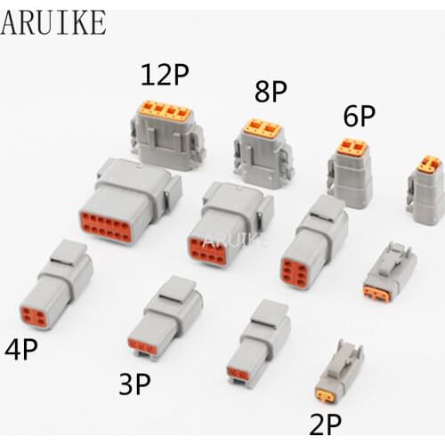 1 set 2 3 4 6 812 pin way Deutsch DTM Waterproof Connector With Pins Automotive Sen DTM06-2 DTM04-2 3 4 6 8 12P 20-24AWG