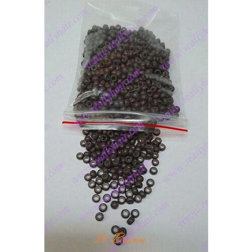 1000pcs/pack Brown silicone micro nano bead with silicone line for Nano Hair Extensions tool kit 7 Colors Optional