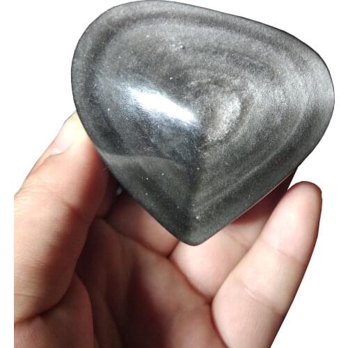 30g 60g 100g 260g Natural crystal silver obsidian heart reiki gem chakra healing decoration gift