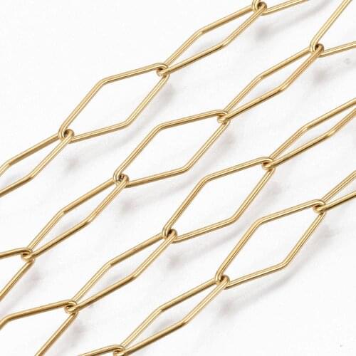 304 Stainless Steel Rhombus Link Chains Soldered 20x8x1mm; about: 1m/strand Jewelry Necklace chain DIY Making Material