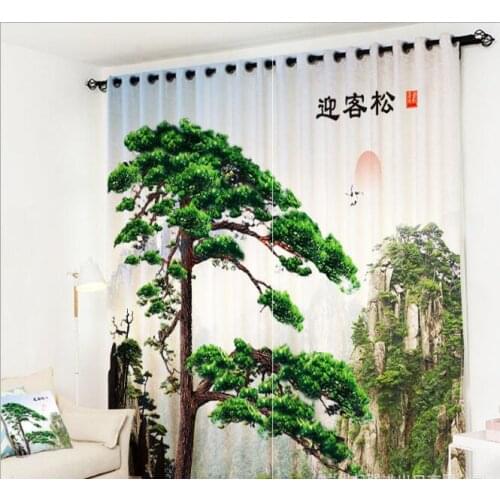 3D Window Curtains Greeting pine landscape painting living room office Bedroom Cortina Drapes Rideaux Customized size pillowcase