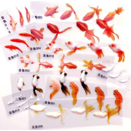 40 Sheets Gold Fish 3D Goldfish Clear Film Sticker for Resin Art 3D Resin Koi Pond Painting Resin Inclusion mix designs