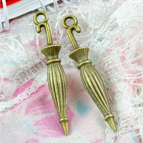 50pcs 34.5*5.8MM Antique Bronze Plated Umbrella Charms DIY Jewelry Making Pendant Handmade Crafts
