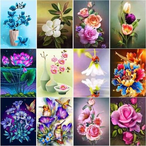 5D DIY Diamond Painting Flowers Diamond Embroidery Landscape Cross Stitch Full Square Round Drill Crafts Home Decor Manual Gift