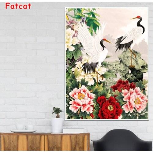 Diamond Embroidery Animal Crane 5D Diy Diamond Painting Full Square Round Drill Picture of Rhinestones Gifts Wall Decor PP2695