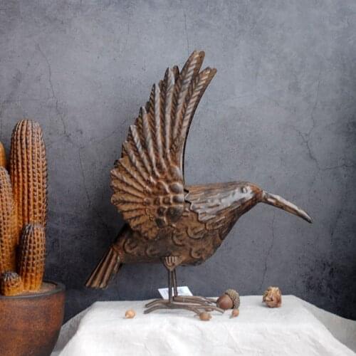 American Style 28cm Bird Sculpture Modern Iron Ornaments Taste Art Decor Handmade Craft Special Animal Figurine Home Decor