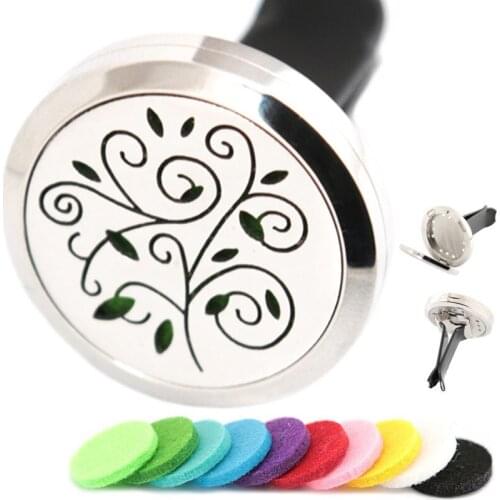 Essential Oil Car Diffuser Locket Vent Clip 316L Stainless Steel Pendant Magnetic Flower Send 10pcs Oil Pads as Gift