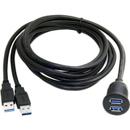 BAAQII 1m Waterproof Dual USB 3.0 Extension AUX Flush Mount Car Extension Cable Easy To Install Use CE1678