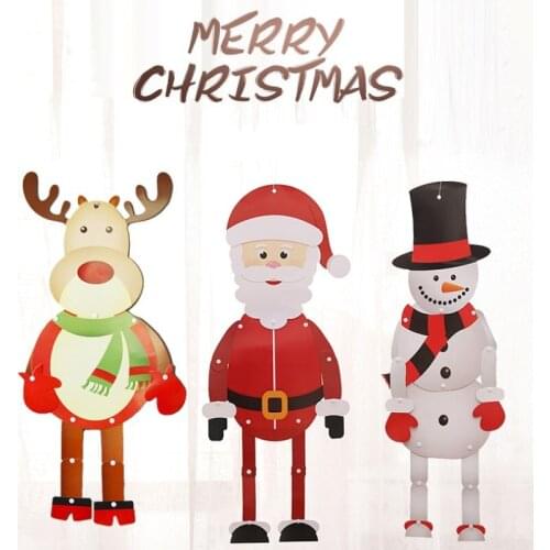 Christmas party DIY Paper Snowman Elk Merry Christmas Decoration For Home Hanging Ornament Xmas Gifts 2021 Happy New Year 2022
