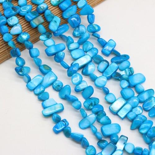 Natural Azure Color Shell Beaded Stylish Irregular Rectangular Beads for Jewelry Making DIY Bracelets Necklaces Accessories 80cm