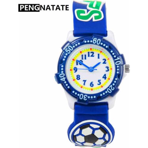 PENGNATATE Children Watches 3D Football Bracelet Cartoon Wristwatches Fashion Students Boys Girl Gift Kids Silicone Quartz Watch
