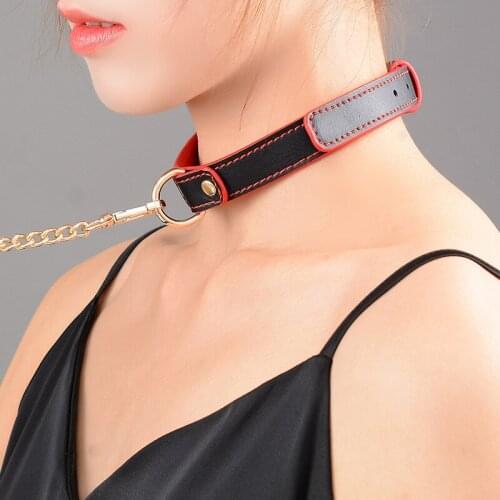 Erotic Toys Genuine Leather Bondage Collar Neck Restraint With Metal Leash Bdsm Salve Collar Adult Games Sex Toys For Couples
