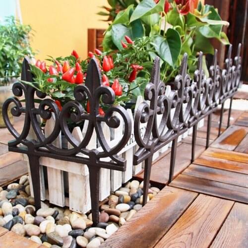 European Vintage Home Garden Decor Short Divider Cast Iron Lawn Fence With Bottom Plug Farm House Accents Handmade Guardrail