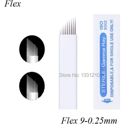 Flex 9 Diam 0.25mm White Microblading Needle Microblading for Semi Permanent Makeup Eyebrow Pen