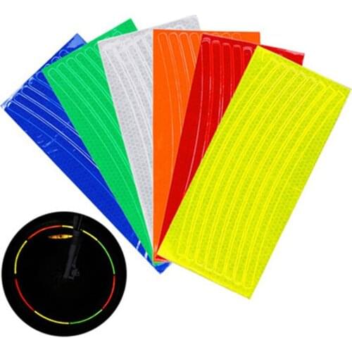 Motorcycle Bicycle Reflective Stickers Wheel Rim Reflector Bike Cycling Security Fluorescent Waterproof Wheel Decal Tape Reflect