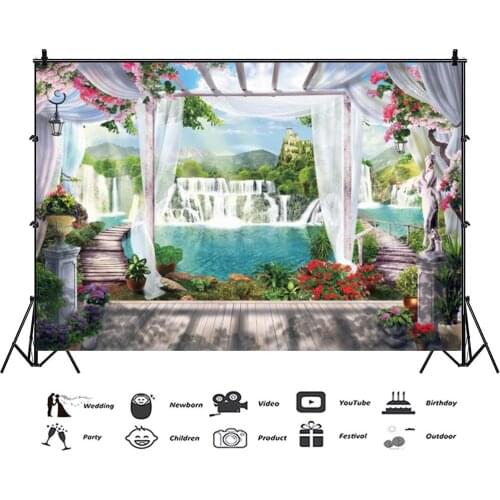 Retro Palace Style Roman Column Architecture Landscape Scenery Backdrops Photo Background for Photography Props