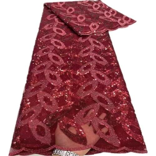 French Sequins Tulle Lace Fabric Embroidery Nigerian Mesh Lace Fabrics 5 Yards African Lace Fabric For Wedding DP-120