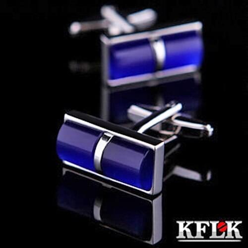 KFLK jewelry 2020 shirt wedding cufflinks for mens gift Brand cuff buttons Blue cuff link High Quality abotoaduras Jewelry