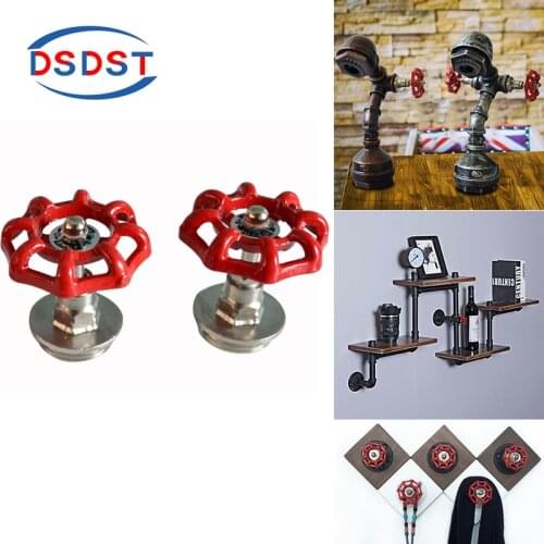 3PCS /lot Classical Hand Wheel DIY Decoration Fittings Clothes-hook Retro Industrial Style Decorate Floor Flange Red Hand Wheel