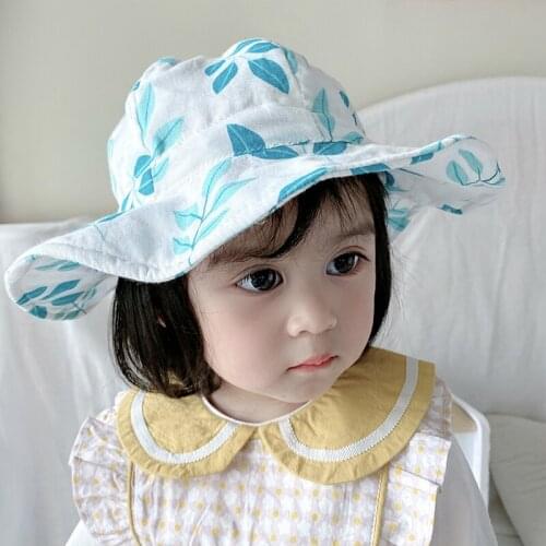 Summer Kids Bucket Hat Infant Outdoor Play Long Brim Caps Toddler Sun Protection Accessories Fashion Dot Curlable Adjustment
