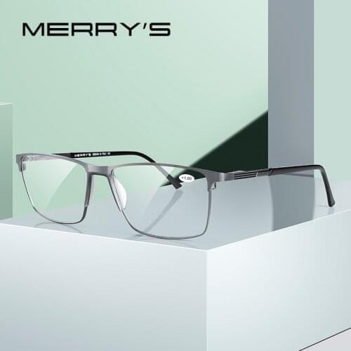 MERRYS DESIGN Men Reading Glasses Titanium Alloy Frame Anti Blue Light Blocking CR-39 Resin Aspheric Glasses Lenses S2170FLH