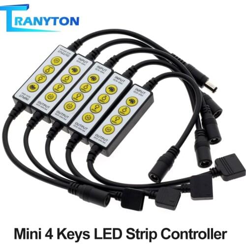 Mini 4 Keys LED Strip Controller Dimmer Switch DC5V-12V for Single Color / Double White / RGB / RGBW / RGB+CCT LED Strip Lights