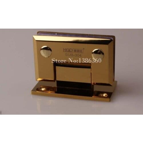 Free Shipping 1PCS PVD Titanium 90 Degrees Open 304 Stainless Steel Wall Mount Glass Shower Door Hinge Hypotenuse Hinge CP482