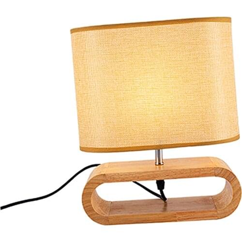 Bedside Wooden Table Lamp Living Room Bedroom Nightstand Lights US Plug