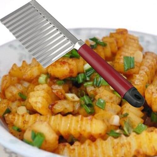 Quevin100pcs Vegetable Cutter Stainless Steel Potato Wavy Edged Cutter Knife Gadget Vegetable Fruit Cutter Peeler Cooking Tools