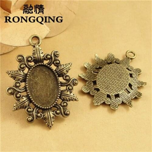 RONGQING 18*13MM 40pcs/lot leaf oval Retro Tray DIY Accessories Wholesale Craft