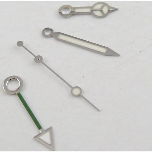 Stainless Steel Watch Hand With Green GMT Pointer Fit For Mingzhu Automatic Movement Mens Watch H31A