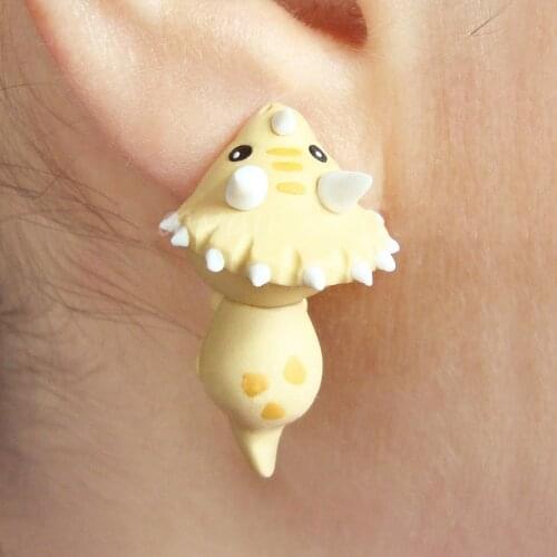 TTPAIAI 30 Polymer Clay Cute Yellow Dinosaur Earrings For Women Girls Fashion Jewelry 3d Kawaii Animal Stud Earrings Gift