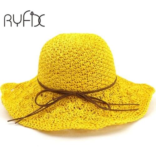 Foldable straw hat spring summer hand-made straw hat hollowed-out design eaves hat beach straw hat lady HA60