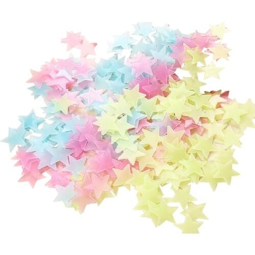 Luminous wall stickers 100 pieces glow in the dark stars decals for childrens rooms baby fluorescent home