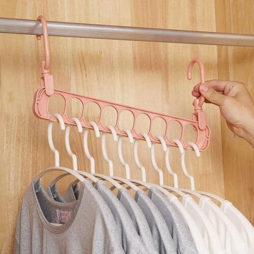 Clothes hanging nine hole multifunctional clothes hanging wardrobe drying folding environmental protection material hangers