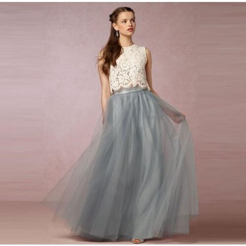 Vintage Women Long Tulle Skirt High Waist Floor Length Bridesmaid Skirt Cheap 3 Layers Soft Tulle Long Skirt Custom Made Saias