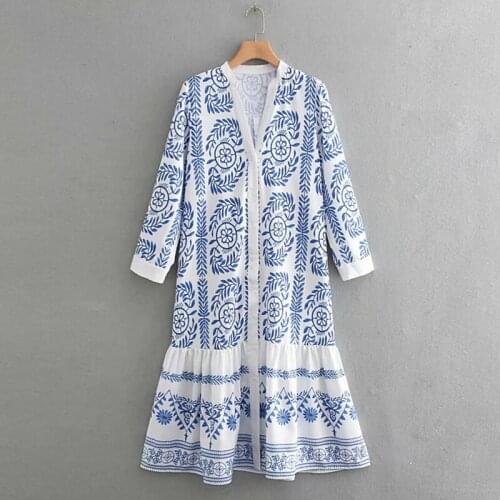 Vintage Beach Dresses 2020 Boho Dress Bohemian Dress For Women Holiday Vestidos Floral Print Long Boho Chic Dress Summer DD2475