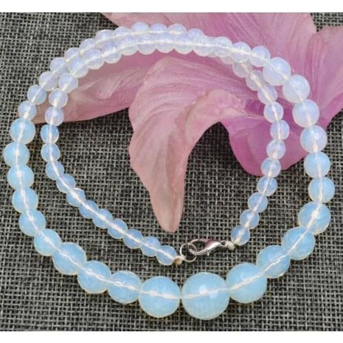 Jewelry 6-14mm Sri Lanka Moonstone stone Beads Necklace 18