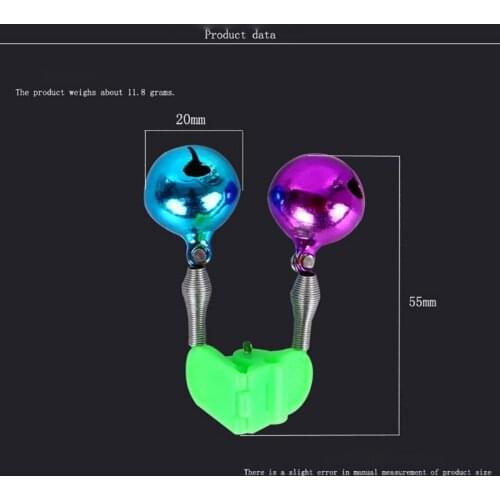 Rod Tip Clamp Fishing Pole Fish Bite Lure Alarm Alert Twin Bell Ring Clip Fishing Rod Bite Alarm Bells Ring Fishing Lures