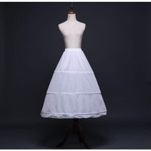 Women 3 Hoops A-Line Petticoat Adjustable Drawstring Waist Wedding Bridal Dress Crinoline Single Layer Ball Gown Underskirt Slip