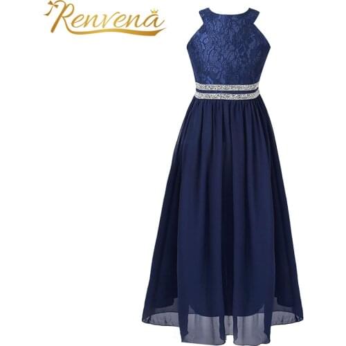 Flower Girls Dress Kids Dresses for Girl Chiffon Floral Lace Princess Girls Pageant Dress Wedding Party First Communion Dress