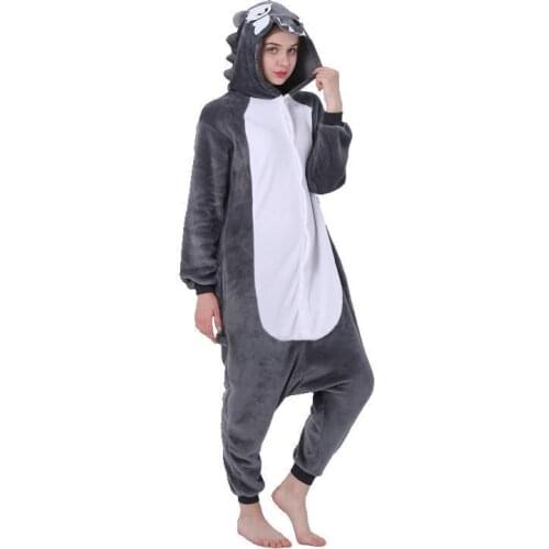 Kigurumi Wolf Pajama Adult Animal Onesie Women Men Couple Anime Winter Pajamas Suit Sleepwear Flannel Pijamas