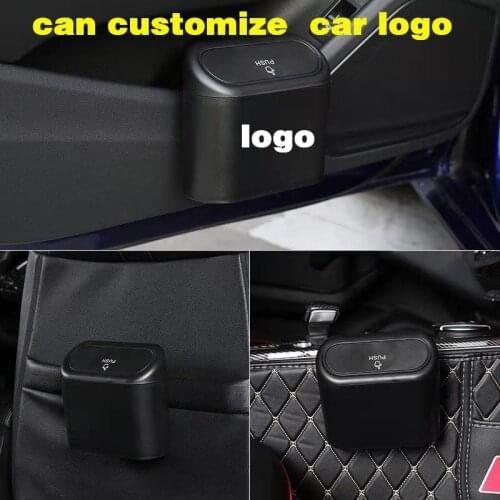 2021 Car Trash Can Flip Lid Dustbin DIY Customized Car Logo Rubbish Box Multifunction Storage Bins Waste Organizer Box Container