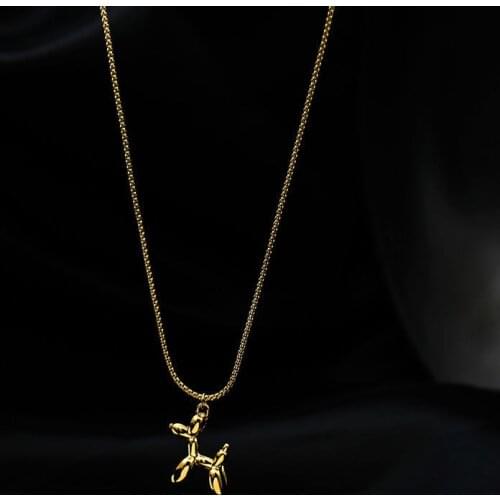 2021 New Titanium Steel Material Inflatable Dog Necklace Pendant Golden Hip Hop Necklace for Man Woman Jewelry Wholesale