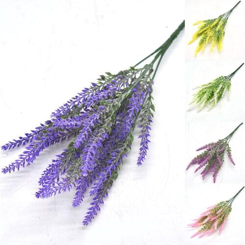 25 Heads Lavender Bouquet Romantic Provence Artificial Flower Purple Lavender Bouquet With Green Leaves For Home Decorations