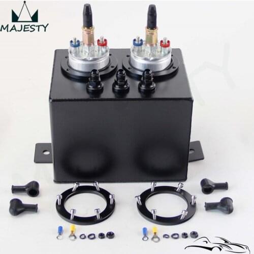 3L High Flow Fuel Swirl Surge Pot Tank + 2PCS External 044 Dual Fuel Pump