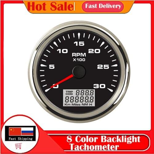 3000 RPM Tachometer Gauges 85mm Lcd Rev Counters Trip Hour Meter Universal Accessories For Auto Truck Boat 8 Color Backlight