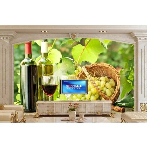 Custom 3d murals,wine Grapes Bottle Stemware Food wallpapers,living room sofa TV wall bedroom restaurant kitchen wallpaper
